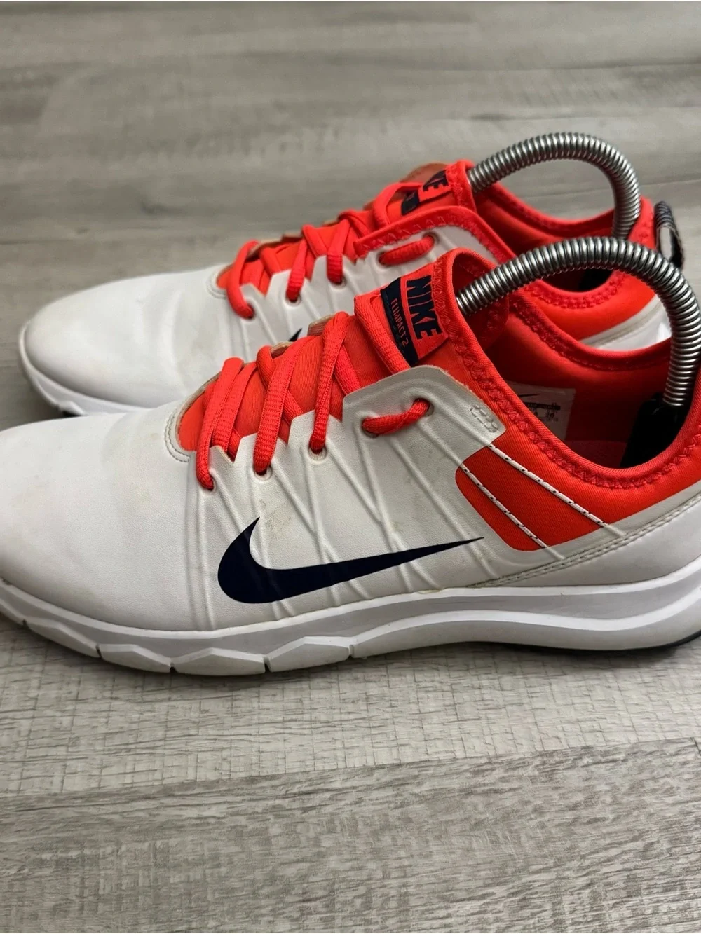 Nike FI Impact 2 Women's Golf Shoes 776093-102 Size 9 White Orange/Red Leather - Picture 4 of 13